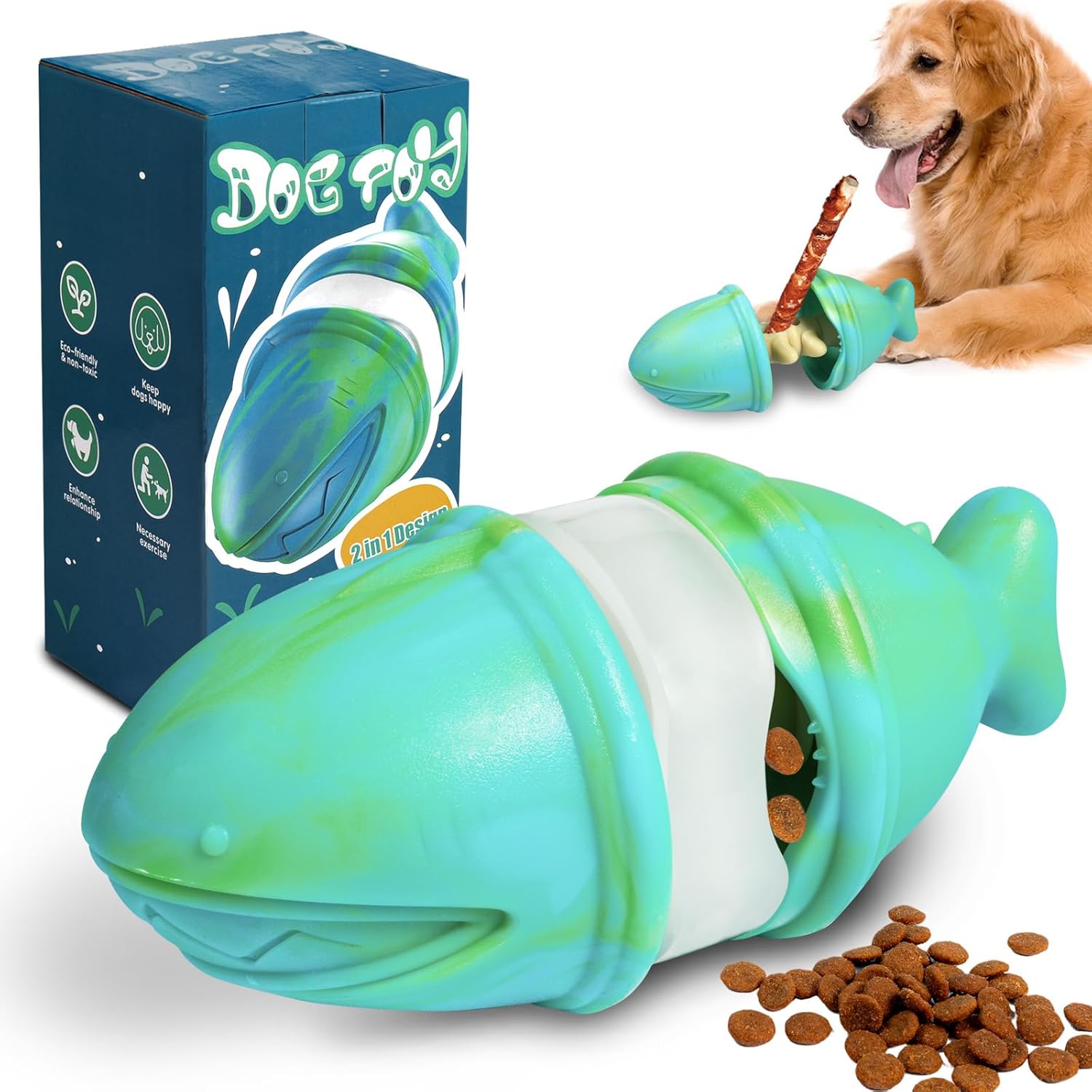 Rubber Treat Dispensing Dog Toy - Zabawka do żucia 2w1 z dozownikiem