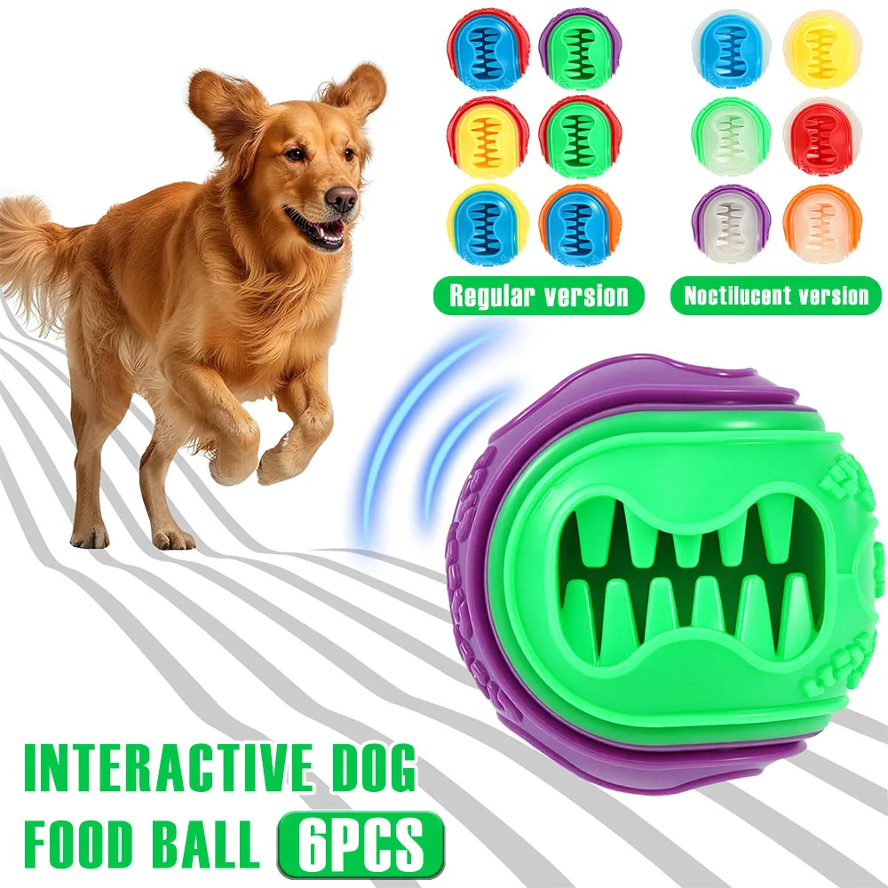 Rubber Treat Dispensing Dog Toy - 6 szt. Interaktywnych piłek dla psów,